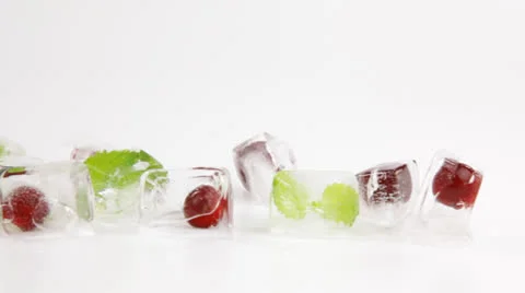 Frozen cherry and mint Stock Footage 27186149