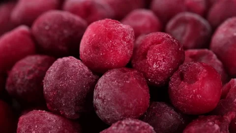 Frozen cherry close up rotate Stock Footage 145017514