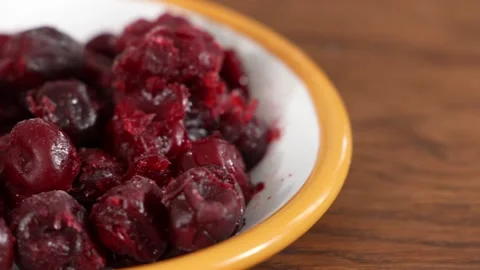 Frozen cherry pan close Stock Footage 183502830