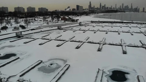 Frozen Chicago Harbor Drone Stock Footage 118799262