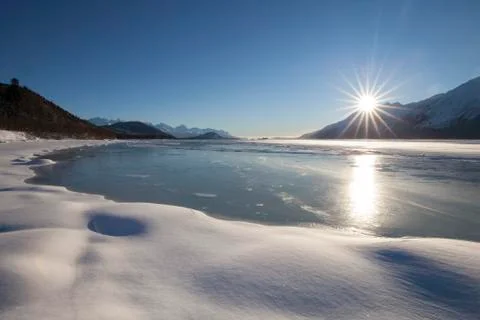 Frozen Chilkat River Stock Photos