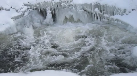 Frozen churning waterfall 스톡 동영상 47598974