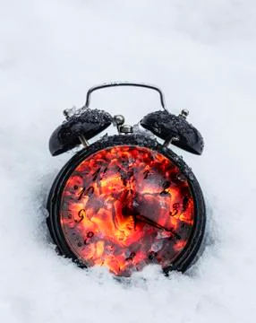 Frozen clock double exposure Stock Photos