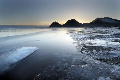 Frozen coast in iceland Stock Photos