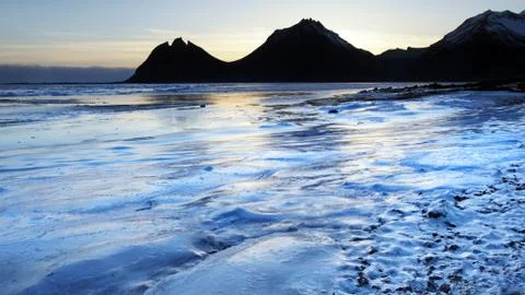 Frozen coast in iceland Stock Photos