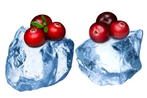 Frozen cranberries isolated Stock Photos