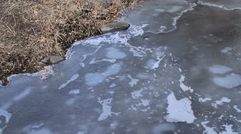 Frozen Creek Medium Close Shot Video stock 10767467