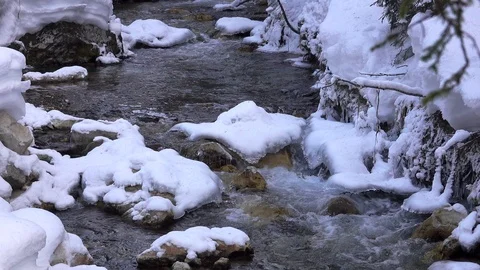 Frozen Creek in winter Stock Footage 127725151