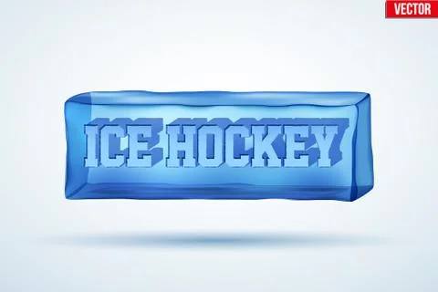 Frozen cube with cutting word Ice Hockey. Illustrazione stock
