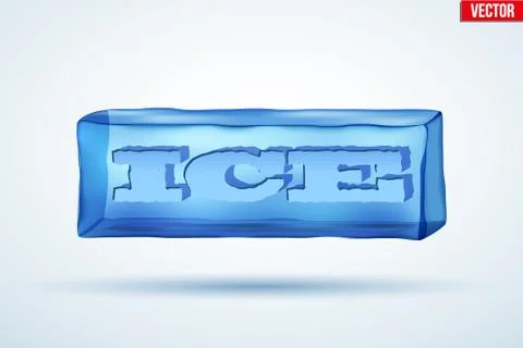 Frozen cube with cutting word Ice. Illustrazione stock