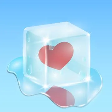 Frozen in a cube of ice heart. Waiting for love. Composition on the day of .. Illustrazione stock
