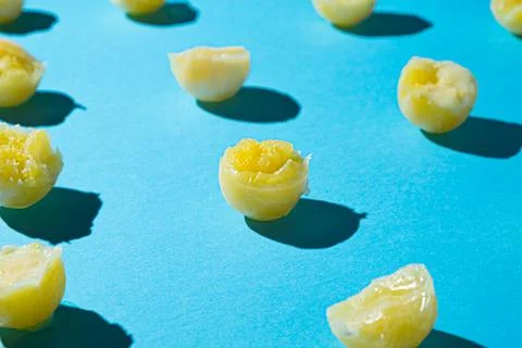 Frozen cubes of oranges in a pattern Stock Photos