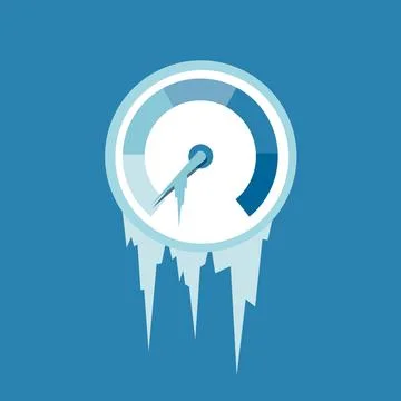 Frozen dial is displaying zero as metaphor of stop, stoppage, halt and cut of Illustrazione stock