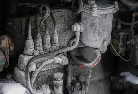 A frozen diesel engine Stock Photos