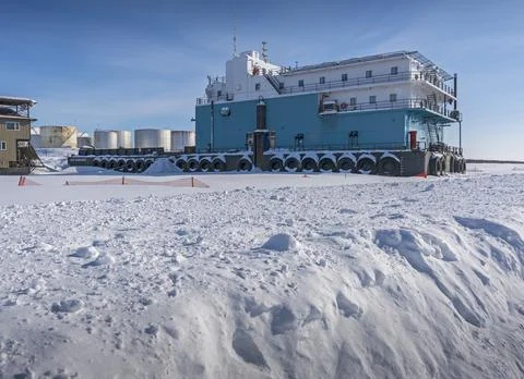 Frozen Dock on the Mackenzie River 写真素材