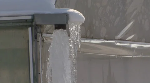 Frozen drainpipe in the greenhouse Stock Footage 36112575
