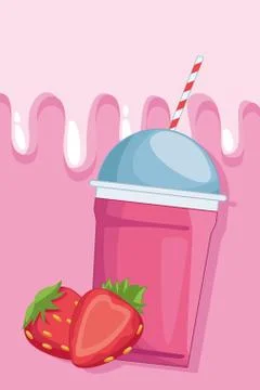 Frozen drink with strawberry イラスト素材