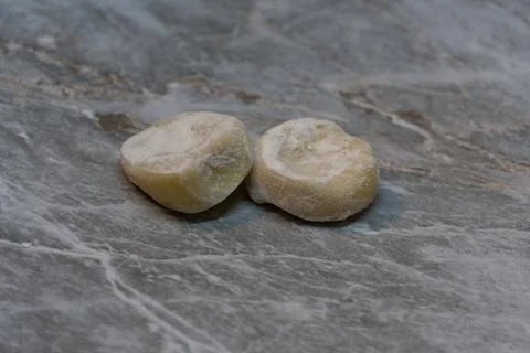 Frozen Dumpling Dough Pieces on Kitchen Counter Stock Photos