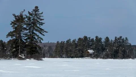 A Frozen Eagle Lake Stock Photos