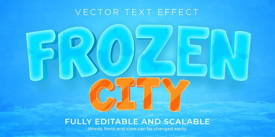 Frozen editable text effect, 3d snow text style Illustrazione stock