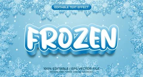Frozen Editable Text Effect. Frozen text style effect. Frozen Editable 3D T.. Stock Illustration