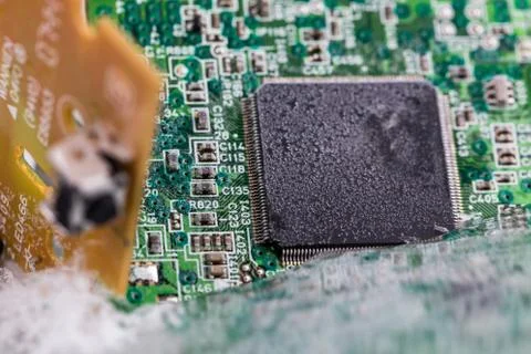 Frozen electonics board for pc in ice Stock Photos
