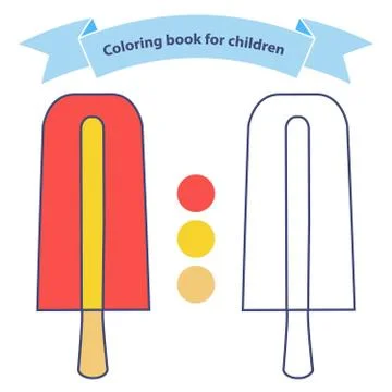 Frozen eskimo on a stick. Ice cream coloring book for children. Stock Illustration