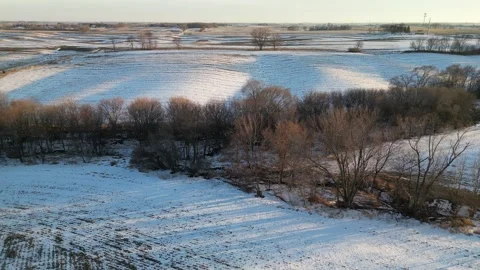Frozen fields of Iowa in the winter Stock Footage 296425618