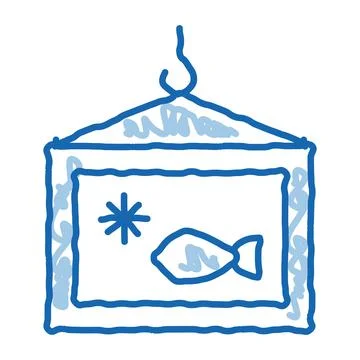 Frozen fish box doodle icon hand drawn illustration イラスト素材