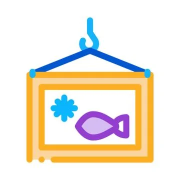 Frozen fish box icon vector outline illustration 스톡 일러스트