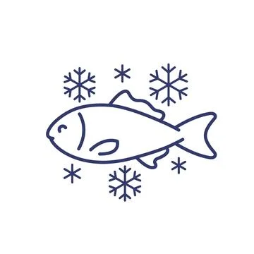 Frozen fish line icon, vector Stock Illustration
