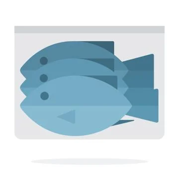 Frozen fish in vacuum packing flat isolated Stock Illustration