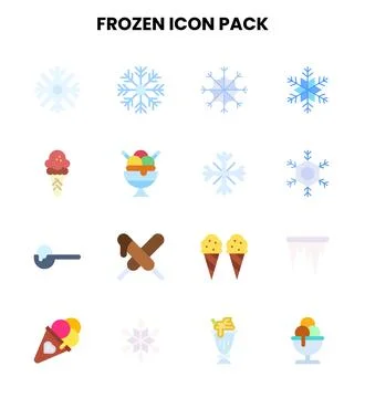 Frozen Flat Graphics Icons Pack Stock Illustration