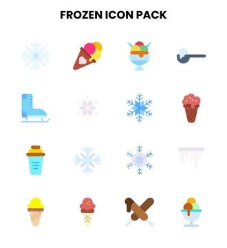 Frozen Flat Scalable Icons Pack Stock Illustration