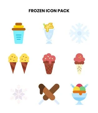 Frozen Flat Scalable Icons Pack Stock Illustration