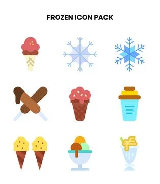 Frozen Flat UI Icons Pack Stock Illustration