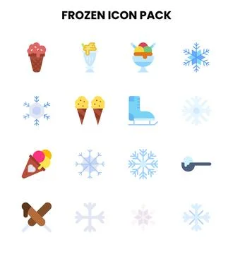 Frozen Flat UI Icons Pack Stock Illustration