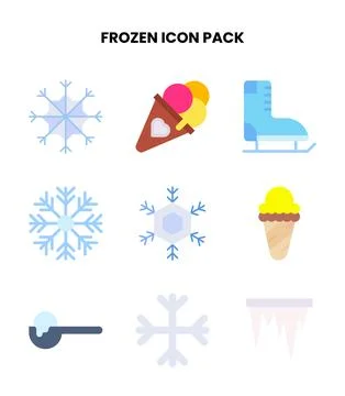 Frozen Flat UI Icons Pack Stock Illustration