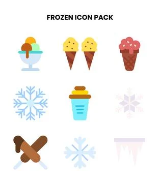 Frozen Flat Vector Icons Pack Stockillustratie