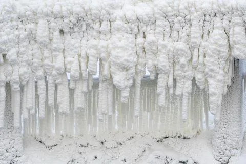 Frozen floodgates view Foto stock