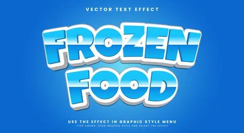 Frozen Food 3d Editable text effect Stock Illustration