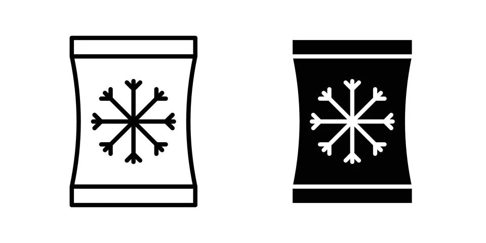 Frozen food bag icon solid, line, and editable vector set. Stock Illustration