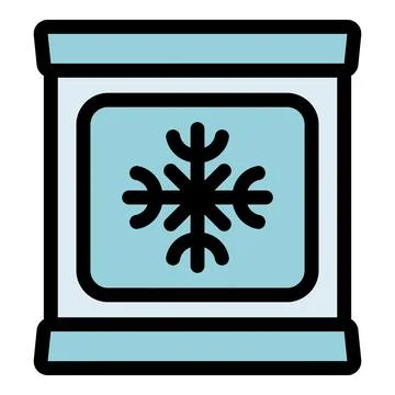 Frozen food packaging box with snowflake symbol representing cold storage Illustrazione stock