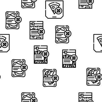 Frozen Food Storage Packaging Vector Seamless Pattern Illustrazione stock