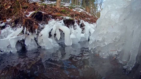 Frozen forest stream in winter Stock-Footage 87411025