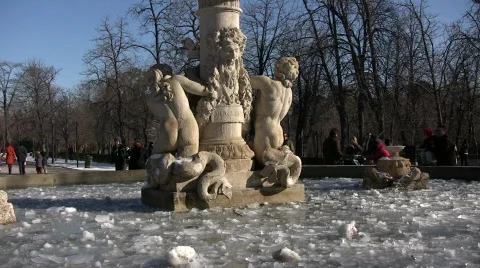 Frozen Fountain Stock Footage 713617