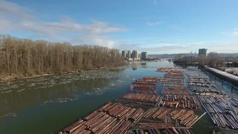 Frozen Fraser River, Canada Stock Footage 254515992