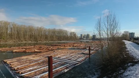 Frozen Fraser River - Canada Stock Footage 254516177