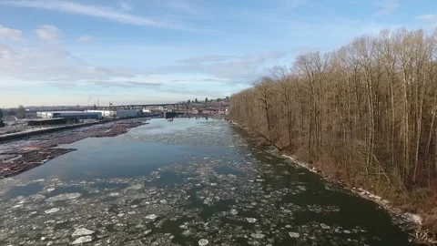 Frozen Fraser River - Canada Stock Footage 254516185