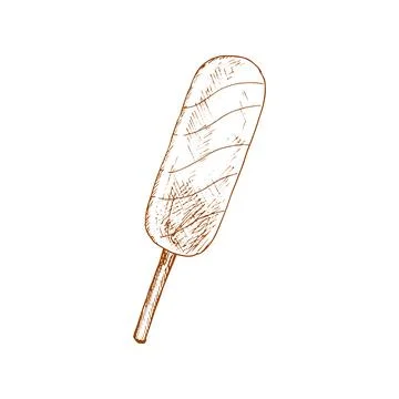 Frozen fruit ice cream dessert isolated sketch Stock Illustration